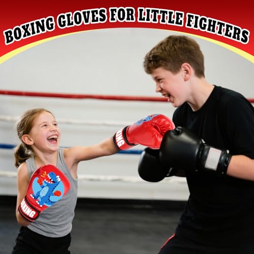 Kids Boxing Gloves for Boys & Girls, Youth Boxing Training Gloves for Kids Age 3 to 9 Years, 4OZ Training Sparring Gloves for Punching Bag Kickboxing Muay Thai MMA - color: Red