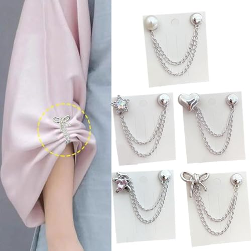 Magnet Clothing Pins, Strong Alloy Fastening, Adjustable Chain Design, Multi-Function Magnetic Clothing Clips,Pinless Brooch Chain Magnetic Buttons,for Hijab, Loose T-Shirt Hems, Sleeves, Pants Hems - color: style4, size: One size