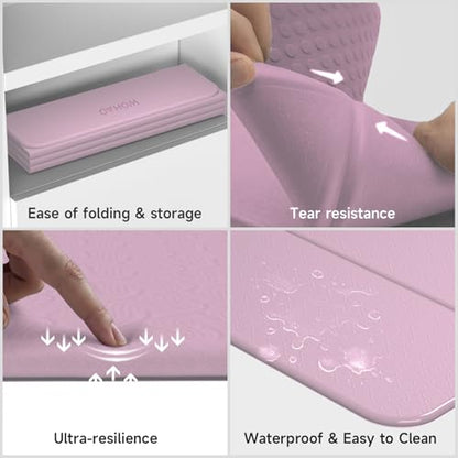7-Fold Yoga Mat 74"x31" - 0.31 Inch Thick Folding Exercise Mat, Extra Wide Non-Slip POE Mat for Travel, Storage, Yoga, Pilates, Meditation & Home Gym, Lightweight & Portable - color: Taro Purple