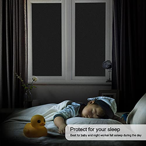NINETREX Blackout Window Privacy Film,Darkening Window Tint Black Opaque Covering 100% Light Blocking Static Cling Sticker for High Privacy,（35.4 x 157.4inch,Black） - color: ['Blackout'], size: 35.4" x 157.4" (90 x 400 cm)