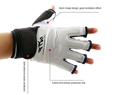 Men Kids Taekwondo Gloves Punch Bag Boxing Martial Arts MMA Sparring Grappling Muay Thai Training PU Leather Wrist Wraps Gloves - color: White, size: Large