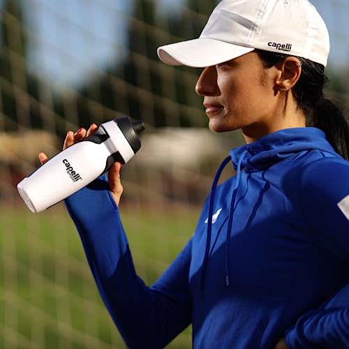 Capelli Sport Sports Water Bottle, Plastic Squeeze Water Bottle with Easy Open Nozzle and Grip Panels, White - color: White