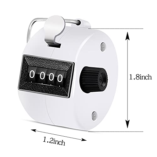 Eliamo 12 Pcs Hand Tally Counter 4-Digit Lap Counter Clicker, Manual Mechanical Handheld Pitch Click Counter with Finger Ring for School Golf & Knitting Row Croche - color: White