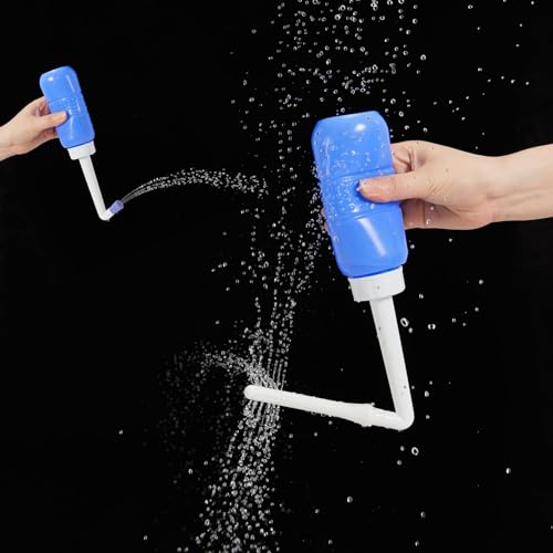 2pcs-Pack Peri Bottle 2IN1 Vaginal Douche- Postpartum and Perineal Care -Portable Hand Held 300ml Travel Bidet Sprayer for Women or Men -Handheld Jet Spray Bottle for Toilet-Portable Bidet-Blue+Pink - size: 2 pcs x 300 ml