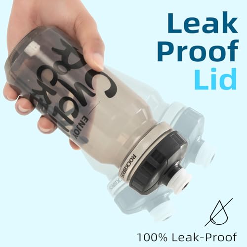 ROCKBROS Bike Water Bottle 20oz-25oz Squeeze Cycling Water Bottle BPA Free Leak Proof Sports Water Bottle with Dust Cover for Bicycle Running Gym Outdoor - color: 20oz Transparent Black, style: 1 Pack