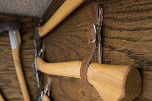 1844 Helko Werk Made in USA Genuine Leather Axe Hangers Pair Black 8878ABK | Frontier Collection Premium Leather Wall Hanging Straps Adjustable Buckle Axes Hatchets Heavy Duty Tools for Display - color: Black