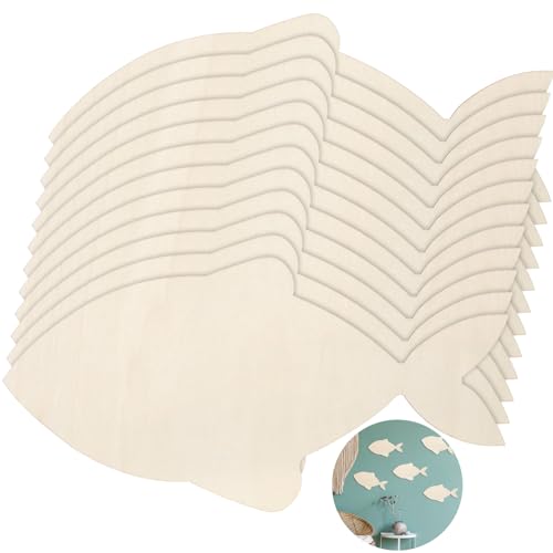 Anglechic 12 Pack 12 Inch Fish Craft Blank Fish Cutout Wood Fishes Slices - color: Fish, size: 12 Inch