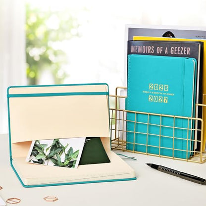 Artfan 2026-2027 Planner - 2026-2027 Planner Weekly and Monthly, Jul. 2026 - Jun. 2027, 26-27 Leather Planners, 5.75" x 8.25" - Green - color: Bluish Green