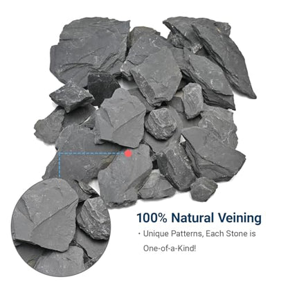 Natural Slate Rock 5lb Reptile Basking Stone Fish Tank Rocks for Aquarium Landscaping, Tank Decoration, Fairy Gardens,Reptile & Amphibian Enclosures 3-8 Inches