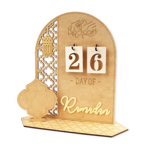 Ramadan Advent Calendar Wooden Decorations,30 Day Countdown Til Eid Gift for Kids - color: Style-A
