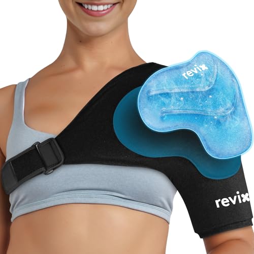 REVIX Shoulder Ice Pack Wrap for Rotator Cuff, with Removable Gel Pack | Reusable Gel Cold Wrap, 30-Minute Cooling, Flexible Fit for Recovery, Workout Relief & Daily Comfort, Men & Women - size: Standard, style: With Removable Gel Pack