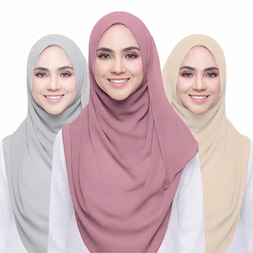 Chiffon Hijab Scarf Head Wrap Lightweight Scarves for Women Pashmina Shawls and Wraps for Evening Dresses Solid Color - color: Grey 3#