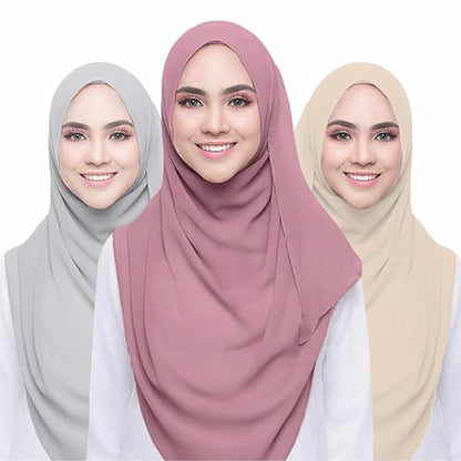 Chiffon Hijab Scarf Head Wrap Lightweight Scarves for Women Pashmina Shawls and Wraps for Evening Dresses Solid Color - color: Grey 3#