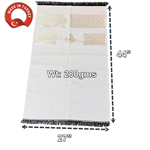 Muslim Prayer Rug, Prayer Mat, Special Turkish Prayer Mats, Prayer Rug for Muslim Man, Women, Kaaba Themed Janamaz for Salat, Namaz, 5 Time Prayers (White) - color: White