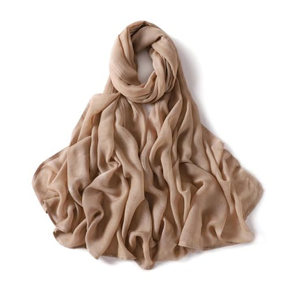 Viscose Hijab Scarf for Women Muslim Cotton Jersey Hijab Fashion Long Scarf Shawls - color: Camel
