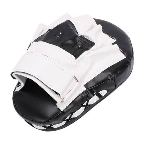 Keenso Boxing Punching Mitt, PU Curved Boxing Pad with Adjustable Strap, Hand Pad for Taekwondo Muay Thai Training, Adults Kids All Skill Levels - color: Black White