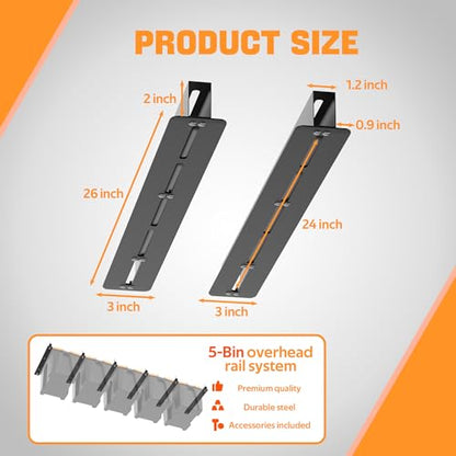Ultrawall Overhead Garage Storage Rack, Heavy Duty Ceiling Storage Rack, 26 Inch Adjustable Ceiling Bin Storage System, 6 Sets for 5 Bins - style: For 5 Bins