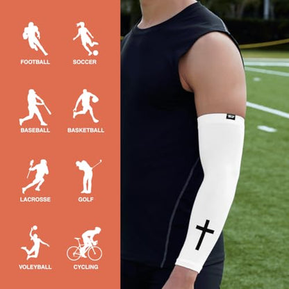 Faith Cross White and Black Arm Sleeve - color: Faith Cross White, size: Small-Medium