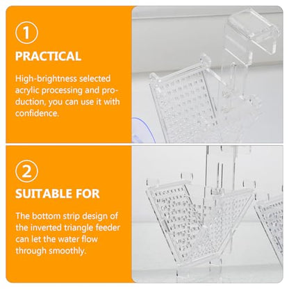 SUPVOX 2pcs Acrylic Fish Feeder Cups with Suction and Hook, Aquarium Feeding Tool for Chilled Bloodworms and Tubifex Worms, Fish Tank Food Holder for Aquarium Supplies