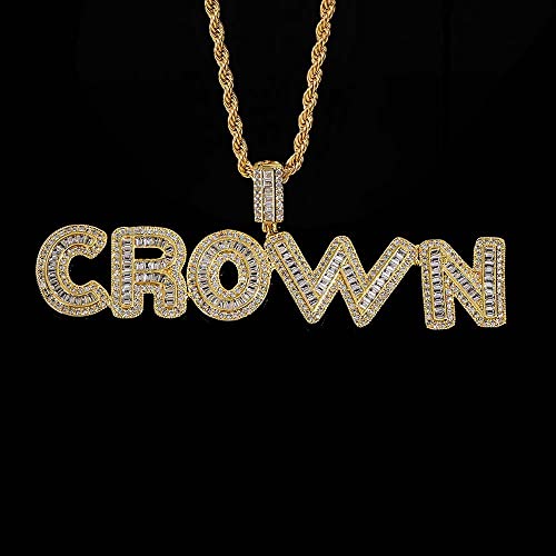 HIPBLING Custom Chain Iced Out Name Pendant Letter Necklace Personalized Diamond Jewelry with 24inch Rope Chain Rose Gold Silver Hip Hop Necklace Gift for Women Men - color: Gold, size: 2 letters