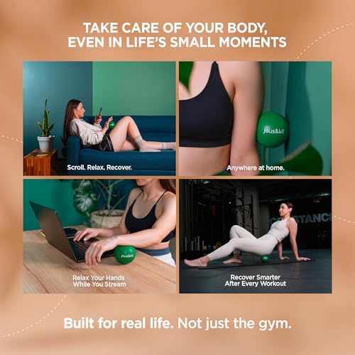 J&K 3.5 in Massage Ball for Back Pain – 2 Large Therapy Massage Balls – Trigger Point Relief and Myofascial Release – Rubber Ball for Physical Therapy