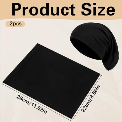 2 PCS Hijab Undercap for Women, Islamic Muslim Under Hijab Cap, Bonnet for Sleeping Women, Undercaps for Hijabs No Slip Under Caps for Hijabs Stretchy Head Cover (Black)