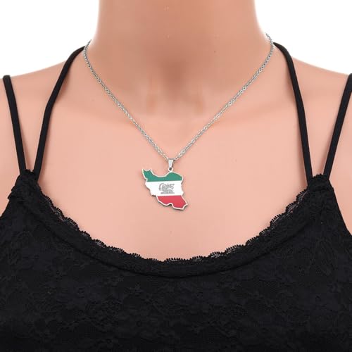 Iran Necklace Iran Map Charm Necklaces Dainty Gold Necklaces for Women Silver Jewelry Gifts for Women - color: A6:Iran Map Necklace