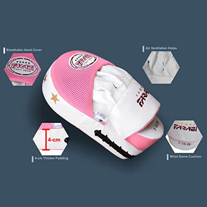 Boxing Pads Durable Curved Boxing Mitts — Lightweight Punching Mitts MMA, Muay Thai Training, Kickboxing Martial Arts & Sparring Pads - color: Pink