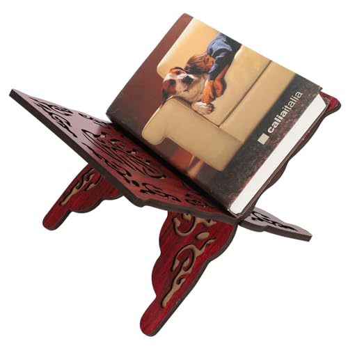2Pcs Koran Stand Retro Carved Red Muslim Reading Bookshelf Holder Craft Religious Supplies