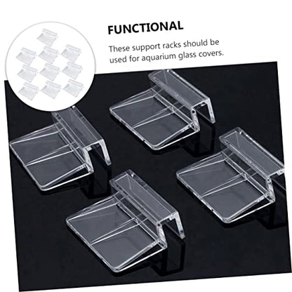 WOONEKY 10pcs Acrylic Fish Tank Support Clips Durable Aquarium Brackets for Glass Covers Safe for Fish and Pets for Open Tanks and Turtle Habitats