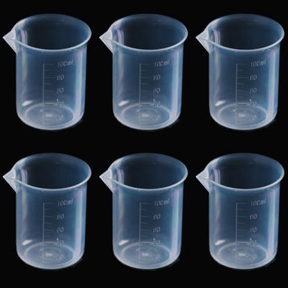 6pcs 3.4oz/100ml Plastic Measuring Cups Plastic Graduated Cup Transparent Scale Resin Clear Graduated Epoxy Mixing Jugs for Kitchen Cooking Medicine Measure Tool - size: 6pcs 100ml