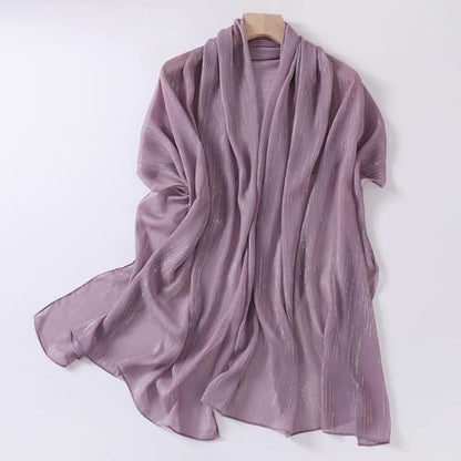 Women Hijab Chiffon Head Scarf Lightweight Shimmer Scarves Crepe Wedding Shawls and Wraps for Evening Dresses Shiny - color: Purple