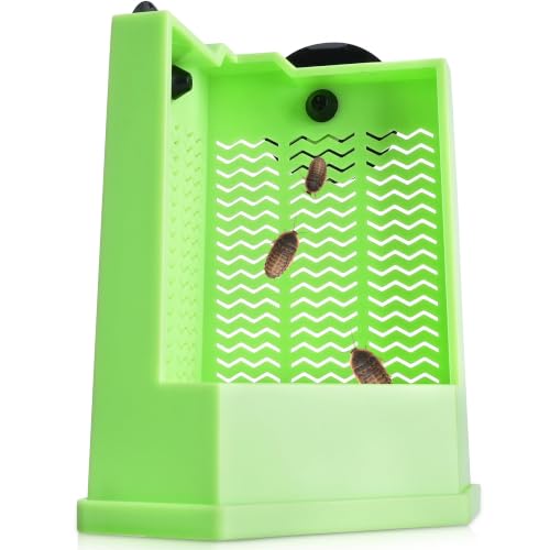 Reptile Corner Hunting Bowl - Glass Mount Insect Feeding Box for Reptile with Suction Cup which is Super Tight, Green, 4.72 inch - S Size - color: Right Angle Feeding Bowl, size: Small