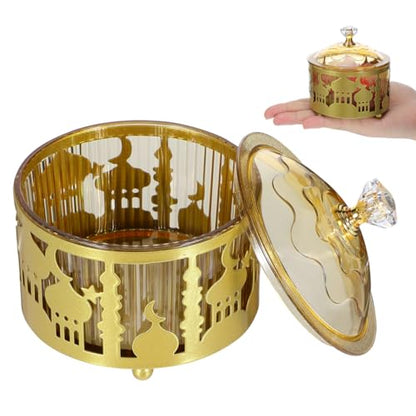 EXCEART Holiday Serving Platter Middle East Snack Tray with Cover for Eid Treats Nuts Dried Fruits Party Tea Dish Home Celebrations