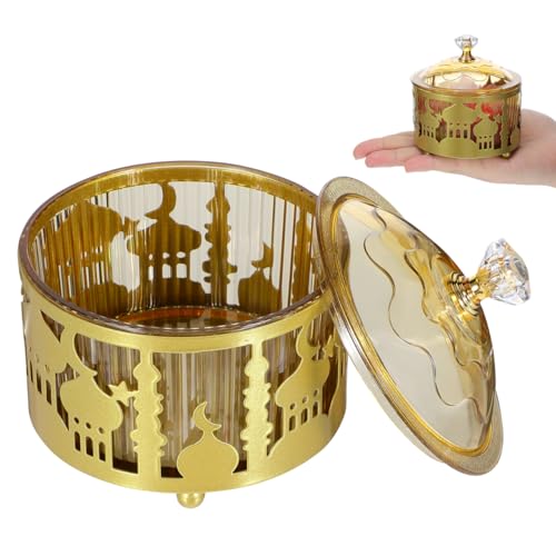 Lurrose Ramadan Candy Tray Middle Eastern Arab Style Metal Serving Tray for Snacks Dried Fruit Nuts Tea Cups Eid Dessert Serving Plate 3.54 in
