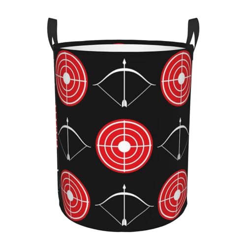 Archery Pattern Red Target And Shootings Bow X Round Waterproof Oxford Cloth Laundry Basket Multi-Purpose Storage Basket Toys Books Clothes Storage Basket - color: Black 7