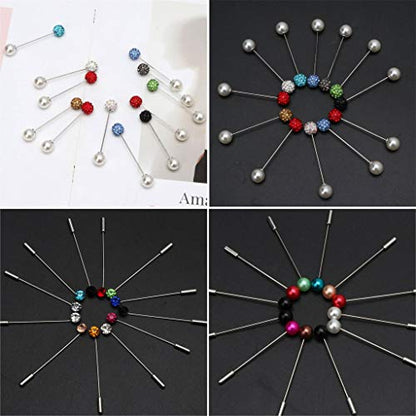 Sweater Shawl Clips 12Pcs Women Brooch Pins Colorful Crystal Hijab Scarf Pearls Safety Pins Sweater Shawl Clip Brooches Jewelry Jewelry Pins for Cardigan Blouse
