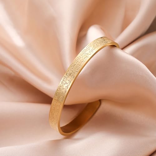 VASSAGO Ayatul Kursi Bracelet for Women Men Muslim Quran Allah Openable Bangles Arabic Calligraphy Cuff Bracelet Islam Eid Islamic Jewelry Gifts - color: Gold & Silver Ayatul Kursi bracelet