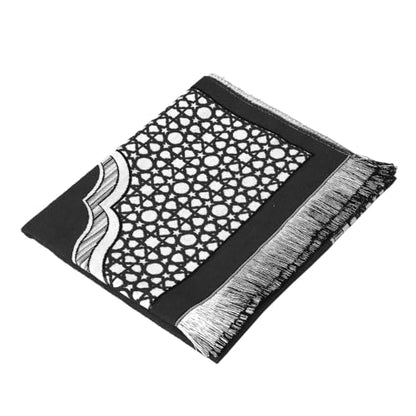 Islamic Prayer Rug Elegant Masjid Pattern Thin Mat Muslim Portable Blanket Ramadan Eid Gift Rug Turkish Prayer Carpet - Black 1pc - color: 1pc Blackc