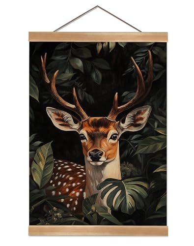ZTGDA William Morris-Inspired Wall Art Poster, Vintage Deer Hanging Wall Painting Animal Buck Art, Mid-Century& Dark Academia Decor, Gothic Canvas Poster for Office and Home 12x16inch(Deer-01) - color: Deer-01