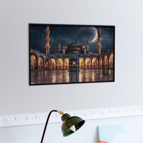 Blue Mosque Islamic Muslim Jigsaw Puzzles for Adults Wooden Puzzle for Home Party Decor 300 PCS - size: 300 PCS
