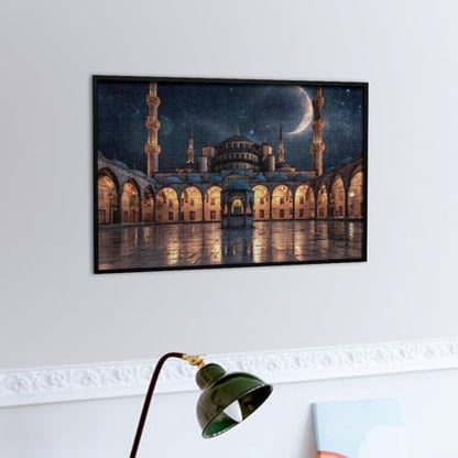Blue Mosque Islamic Muslim Jigsaw Puzzles for Adults Wooden Puzzle for Home Party Decor 300 PCS - size: 300 PCS