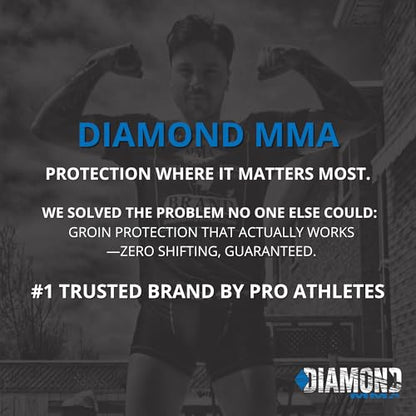 Diamond MMA Compression Shorts with Built-in Jock Strap Supporter with Athletic Cup Pocket for Sports - style: Adult