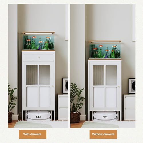 HARELA Robot Vacuum Stand Hidden Cabinet, Sweeping Robot Storage Rack with Doors and Drawer, Side Table Storage Cabinet for Living Room, Bedroom, Home(White,40x45x90cm) - size: 40x45x90cm