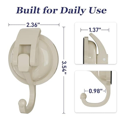 Heavy Duty Vacuum Suction Cup Hooks, Oyster White Plated Polished Super Suction for Kitchen Bathroom, 2 Pack - color: Oyster White