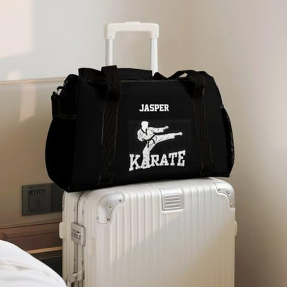 Personalized Taekwondo Karate Duffle Bag for kids Boy Girls,Custom Name Martial Arts Gear Bag,Water-Resistant Sparring Equipment Black Karate - color: Taekwondo Karate-05