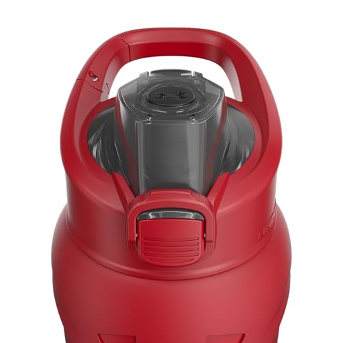 Under Armour 24Oz Stainless Steel Water Bottle, Insulated, Carabiner Easy Carry Hook, Leak Proof, Kids & Adults, All Sports, Gym - color: Solid Red