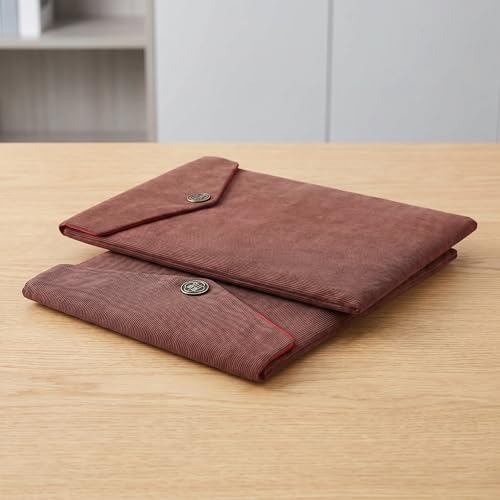 Zerodeko 2pcs Scripture Organizer Pouches in Coffee Corduroy Material, Folding Design Reduces Friction and Scuffing, for Ceremonies and Travel Elegant Traditional Tibetan Patterns