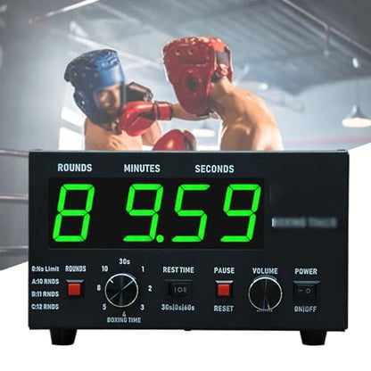 Boxing Timer for Gym,Led Screen Display, Professional Gym Workout Timer, Selectable Workout Time and Cycle Reps, Adjustable Sound,Green - color: Green