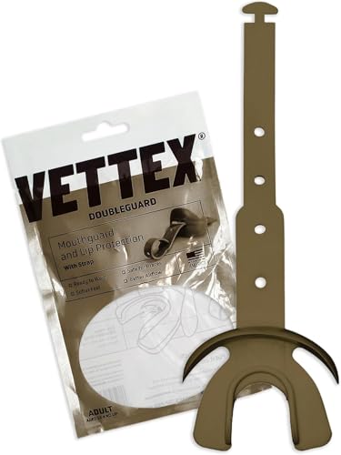 Vettex DoubleGuard Mouth Guard with Lip Protection, Vegas Gold | Football, Lacrosse, MMA, Boxing, Adjustable Helmet Strap, Braces Friendly, 2 Breathing Channels, NCAA & NFHS Certified - color: Vegas Gold